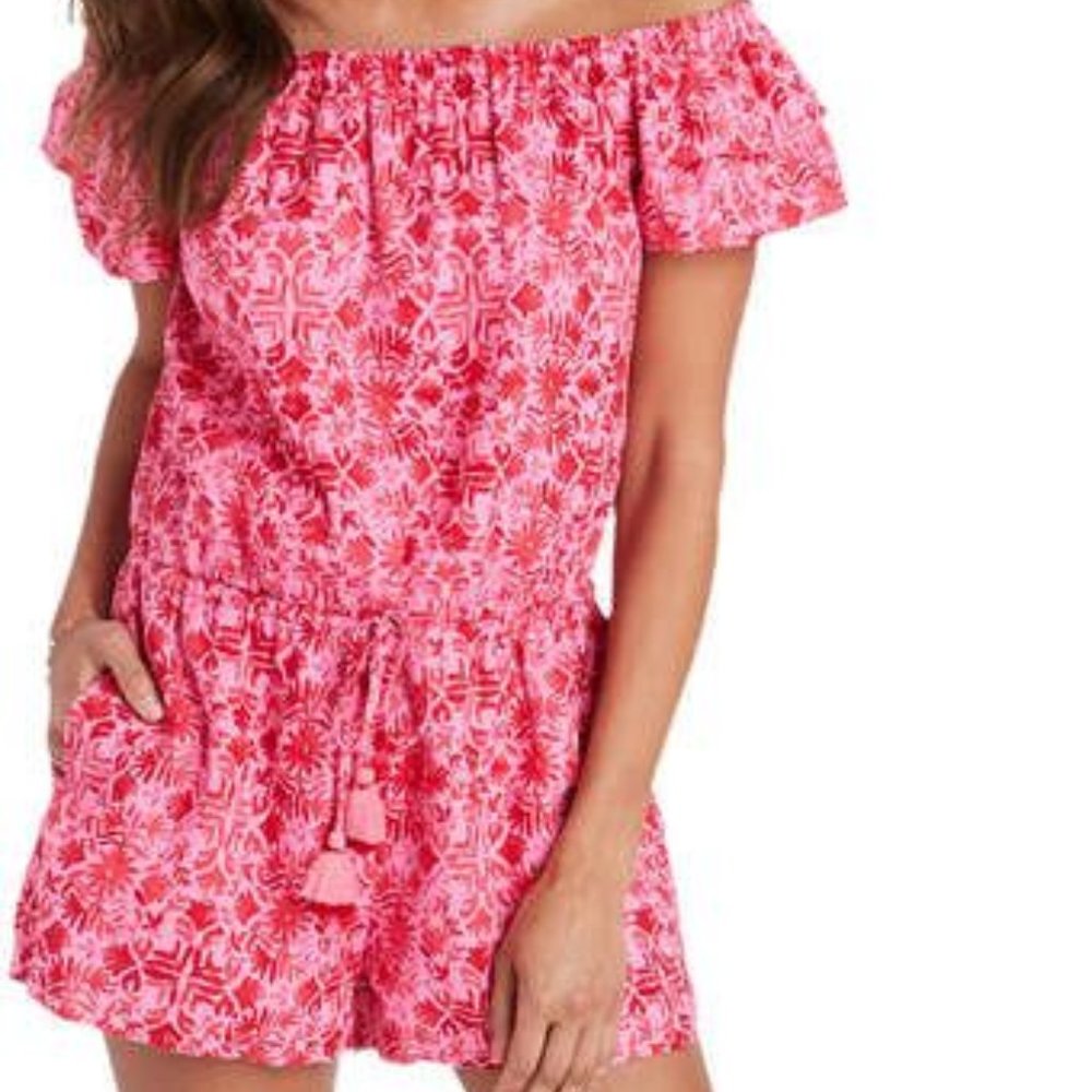 Vineyard Vines Tile Otomi Romper in Pink Wave